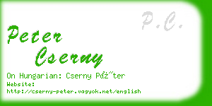 peter cserny business card